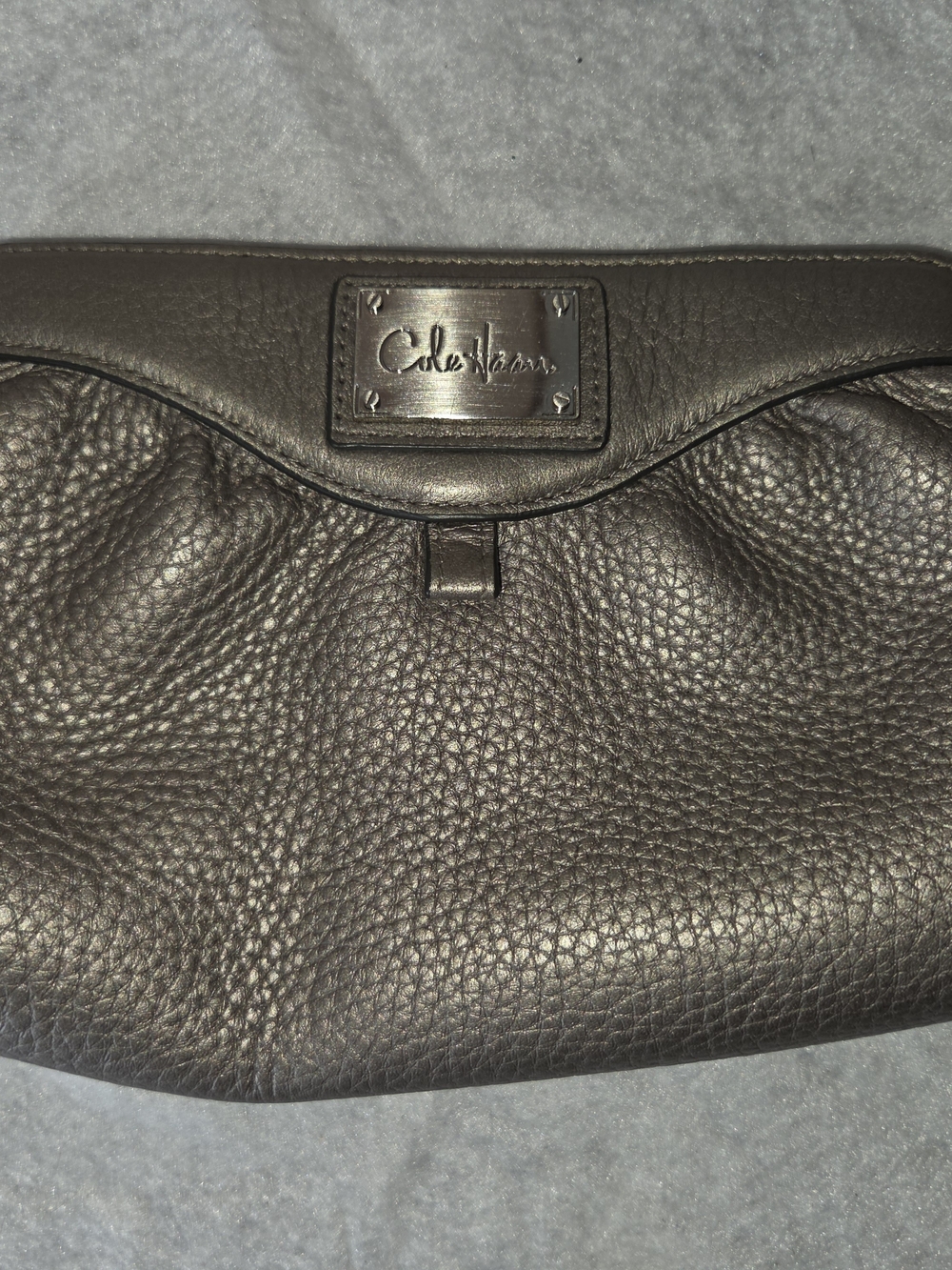 Cole Haan Brown Pebbled Leather Cosmetic Pouch